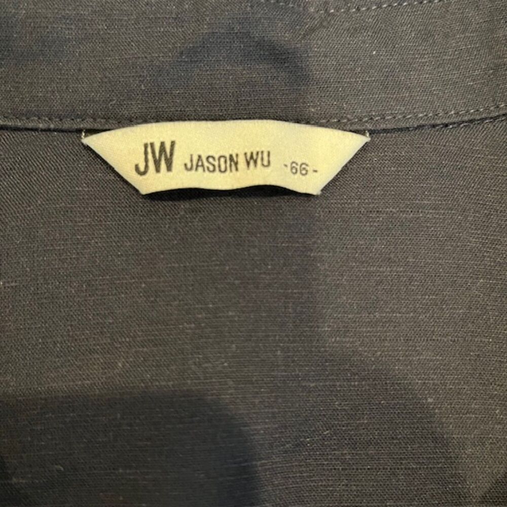 Jason Wu Linen Navy Button Front Collared 3/4 Sle… - image 5